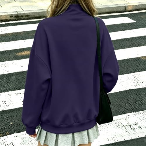 Womens Fleece Zip Up Jacket Work Office Casual Sweatshirts No Hood - image 5