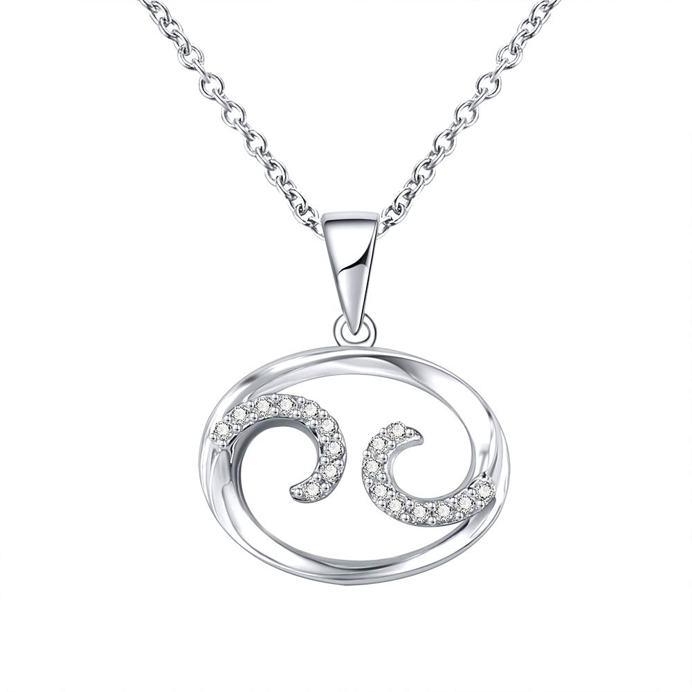 AOEDEJ Astrology Constellation Pendant Necklace Sterling Silver CZ Horoscope Necklace Zodiac Sign Chain for Women