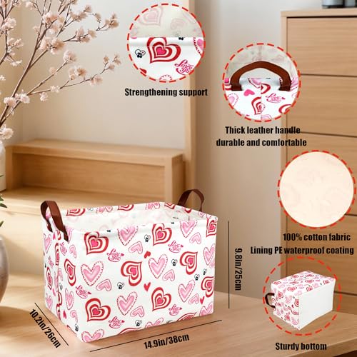 Image of Valentine's Day Basket Gift for Empty Cute Heart Large Storage Bin for Kid and Baby Room Decor (Love you heart)