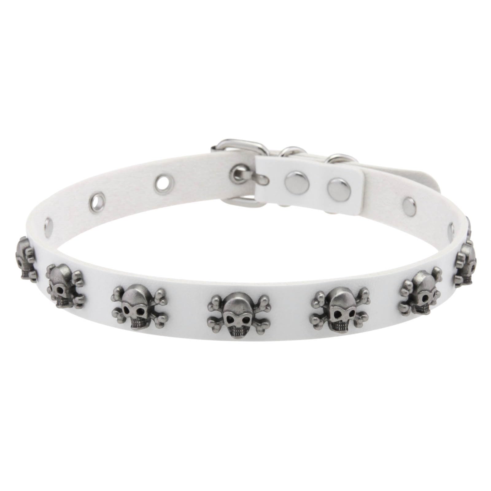 MICFENY Retro Skull Charm Leather Choker Soft PU Collar With Metal Punk Unisex Adjustable Necklace For Daily Wear