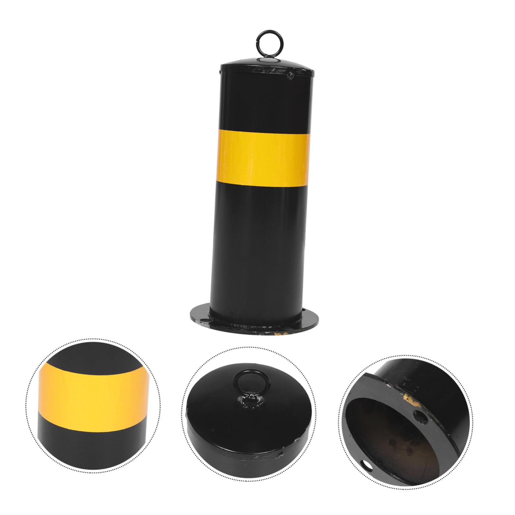 Poste de Acero Reforzado de 30 Cm, Barrera de Seguridad Vial Amarilla y Negra, Columna de Tráfico para Estacionamiento y Control de Acceso, Bolardo Protector Resistente