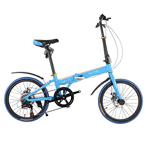 Best Price! Ssltdm Kids' Bikes 16 inch Aluminum Alloy Folding Bike 7-Speed disc Brake Folding Bike C...