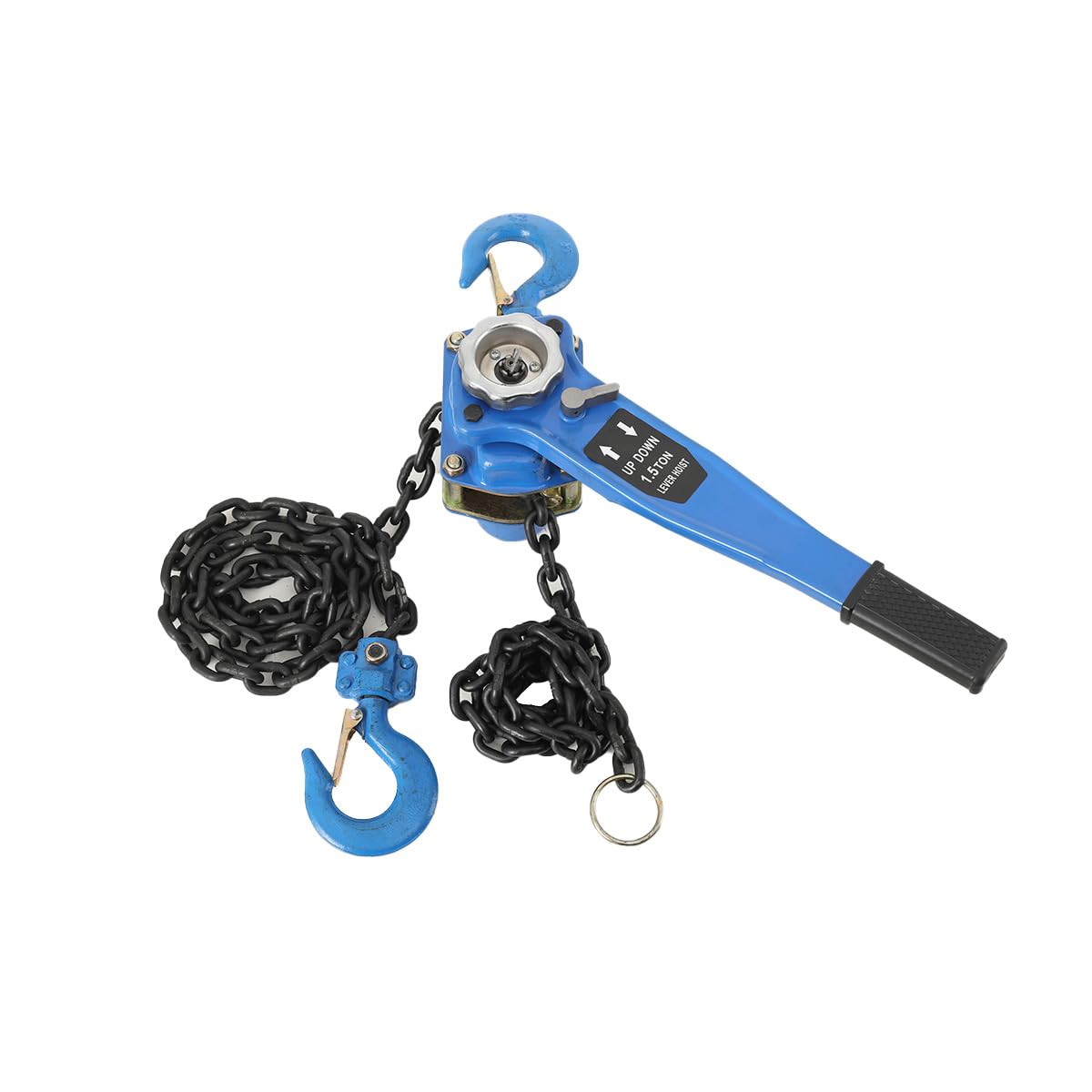 Kettenzug 1,5T Flaschenzug Ratschenzug Stahl, 3m Hubhöhe Hebelzug, 240N Zugkraft, Mini Hebelzug Manueller Robuster Armkettenzug mit verzinkter G80-Kette 360° Drehhaken für Bau Lager
