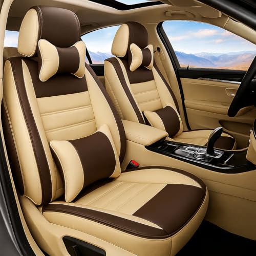 Image of PU Leather Car Seat Cover Compatible with Zen-Beige Coco