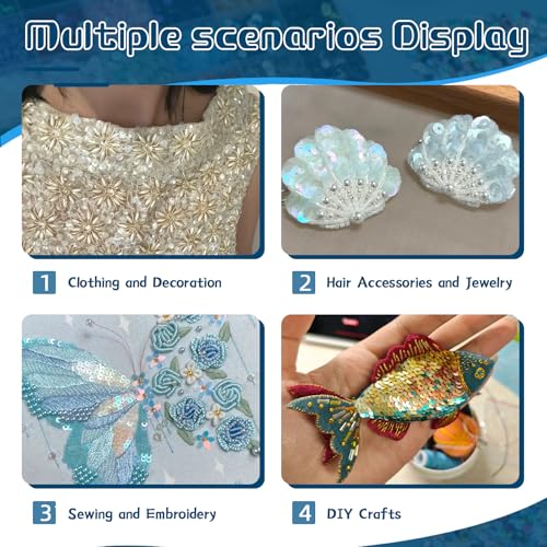 Image of 21600 Pcs Loose Sequins Bulk, 24 Colors 5MM Embroidery Sequins | Sparkle Sequins with Holes for Crafts, Round Sequin with Storage Box for Sewing, DIY Clothing, Party Decoration