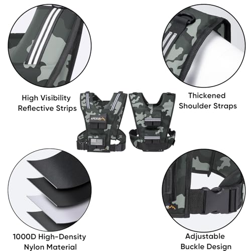 Image of APEXUP Adjustable Weighted Vest Men 20lbs /30lbs /40lbs Weights with Reflective Stripe, Weight Vest Woman Workout Vest for Strength Training Running Walking