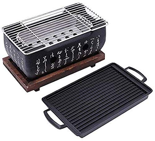 2-4 Personen Japanischer Grill Grill Tragbarer Grillofen Japanischer Lebensmittel-Holzkohleofen Mit Antihaft-Backblech Alkoholherd Kleiner Grill