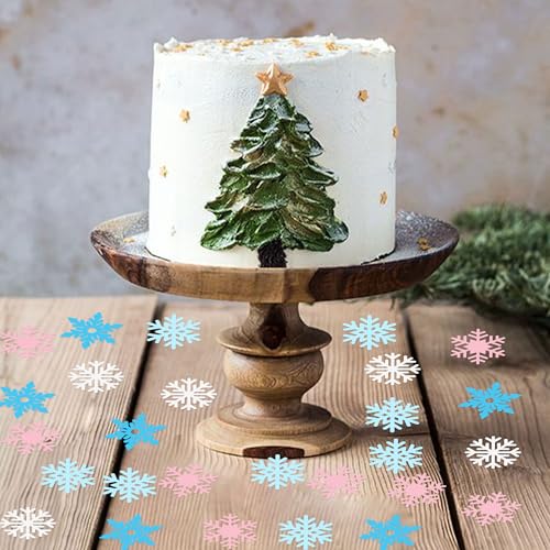 Image of 100 Pcs Snowflakes Confetti Decorations for Christmas Winter Frozen Theme Themed Party Baby Shower Confetti Paper Table Scatter