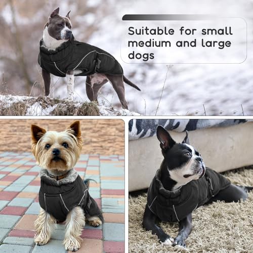 Wasserdichter Hundejacke, Warme Mantel Winter Hunde Jacke Winddichte Hundekleidung Weste Schneeanzug Hund Bekleidung Winter(Schwarz, L)