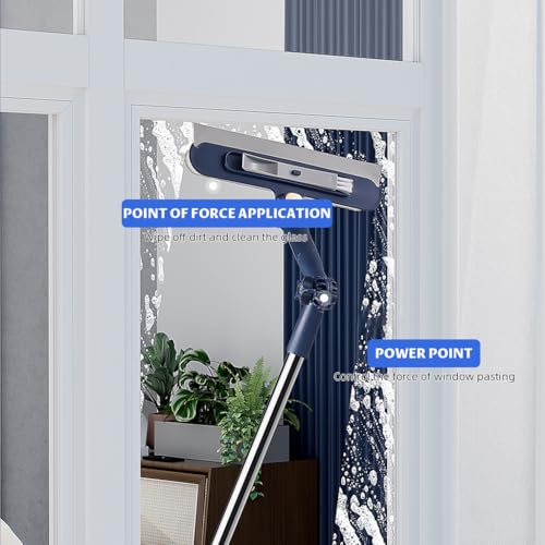 Image of HASTHIP 47 Inch Window Cleaning Tool with Scraper & Microfiber Head, 2-in-1 Glass Cleaner Squeegee for Home, Car & High Windows, 180 Degree Rotatable Head, Streak-Free Multifunctional Window Wiper