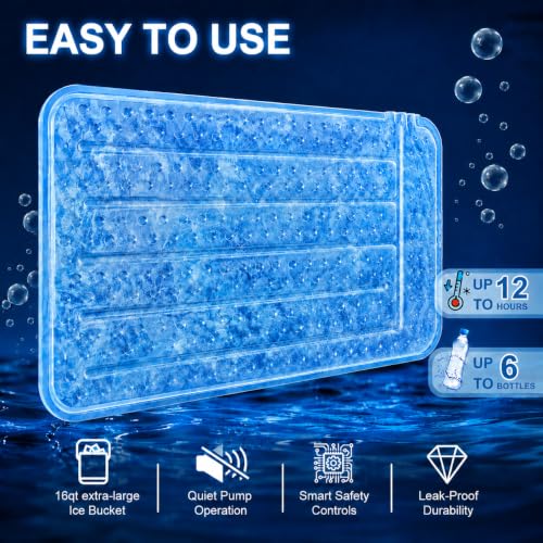 Image of Ice Therapy Machine with Universal Large Flat Pad, 16QT Quiet Cold Therapy System with Auto Timer & Adjustable Flow for Arm, Back, Waist, Knee, Hip & Leg