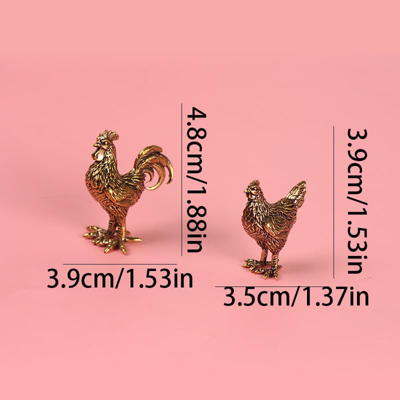 Set de 2 Figuras de Gallo y Gallina en Bronce miniatura 3