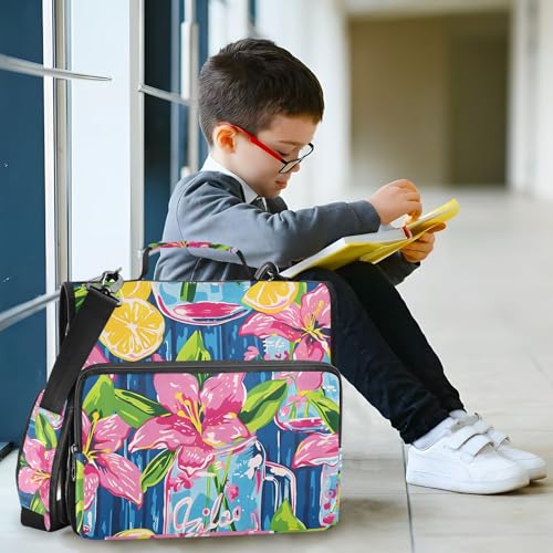 Image of Lily Pulitzer Mason Jars Zipper Binder Bag 3 Ring Binder with Shoulder Strap Zip Up 500 Sheets Capacity Multi Pockets for School Office Supplies