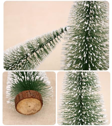 【ムイビエン】ミニ クリスマスツリー 卓上 15cm 木製ベース 簡易デコレーション 小型 スノーツリー インテリア飾り 手軽に楽しむ クリスマス雑貨 [3]