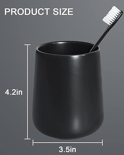 Miniatura 2 de Soporte para cepillos de dientes negro mate, portavasos de cerámica para cepillado de dientes, soporte organizador de cepillos de dientes y pasta de