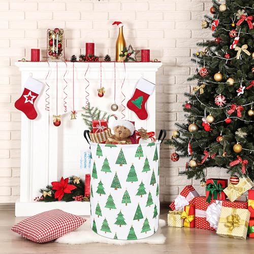 Image of Round Laundry Basket Collapsible Storage Hamper Toy Bin (Christmas Tree)