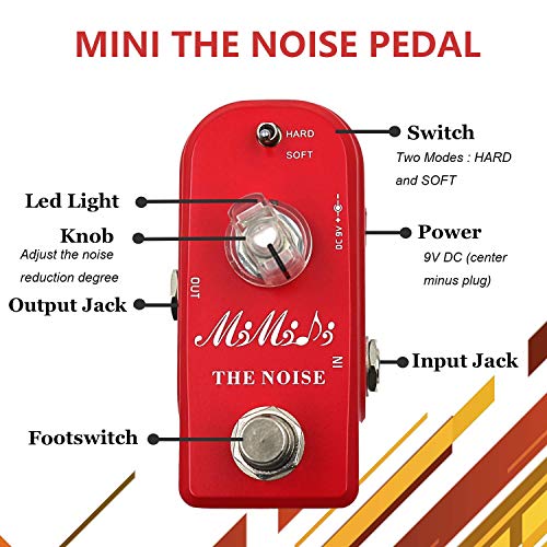 Noise Gate Pedal, MIMIDI Mini Noise Suppressor Pedal with Hard and Soft Modes, Analog Noise Reduction Effects Pedal Aluminum Alloy Shell True Bypass (M07 The Noise Red)