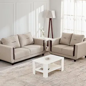 Home Centre Pine Wood Berry 3+2 Seater Sofa Set - New Beige