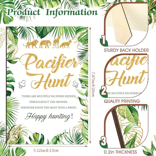 Image of Thyle 51 Pcs Safari Jungle Animals Pacifier Hunt Baby Shower Games Include Hunt Sign and 50 Acrylic Pacifiers for Wild Animals Baby Shower Game Decoration Gift Sets Gender Reveal Party Decor