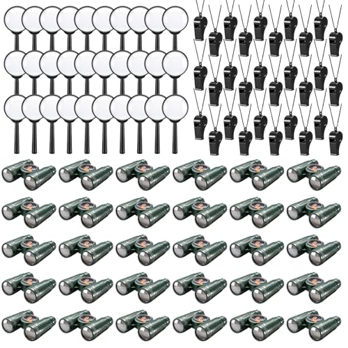 Teyva Daily 30 Set Mini Binoculars Magnifying Glass Whistle Kit for Bird Watching Outdoor Camping Hiking Exploring Wilderness Adventure