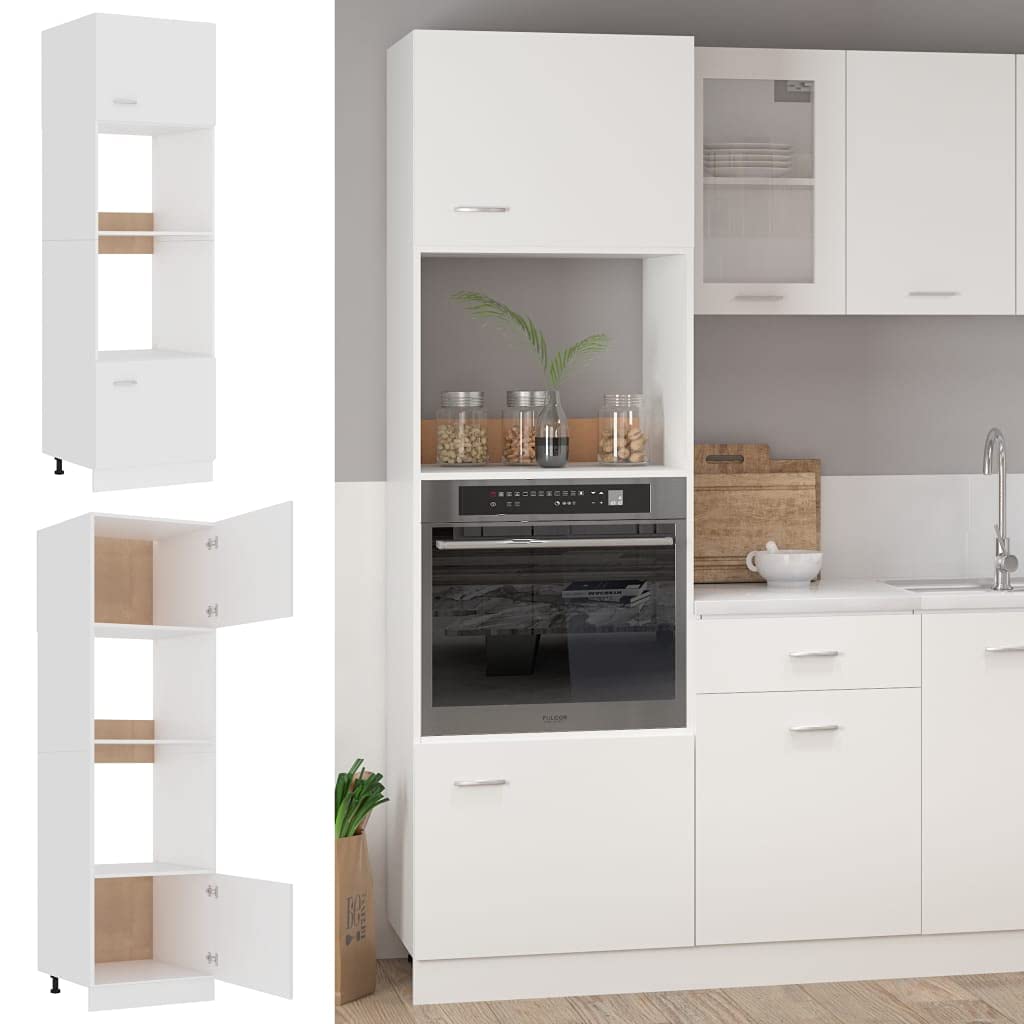 vidaXL Meuble Micro-Ondes Lyon Blanc 60 x 57 x 207 cm Bois d'ingénierie