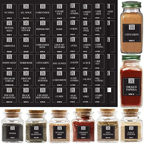 Spices Jar Labels Preprinted - 120 pcs Minimalist Spice Labels Stickers Preprinted Waterproof Including Blank and Expiration Seasoning Labels to Organize Your Spice Jars in Drawers and Cabinets Cover