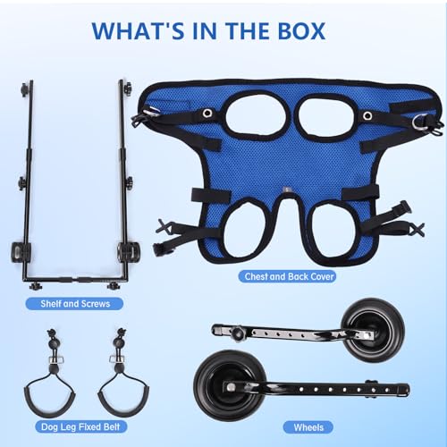 Hunderollstuhl für Hinterbeine, Unterstützt die Heilung, Hundewagen/Rollstuhl für Verletzte, Behinderte, Gelähmte oder an den Hinterbeinen Schwache Haustiere (Blau, M)