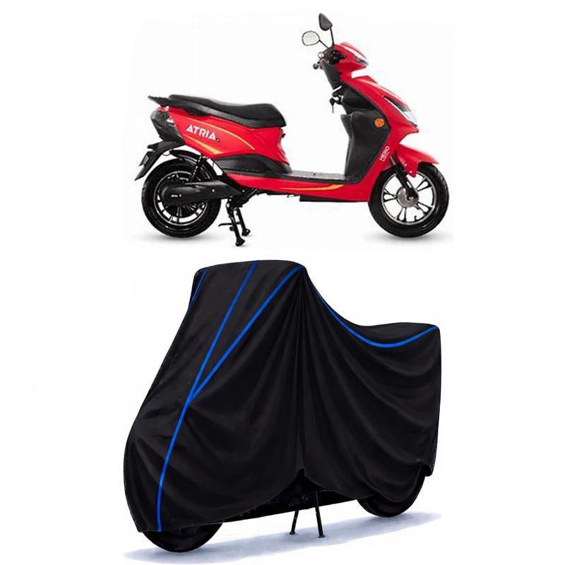 Image of Scooty Cover Water Resistant for Atria LX | Universal Scooter & Bike Cover | Heavy Duty UV Dust, Rain & Scratch Protection | Elastic Fit All Weather Indoor Outdoor | Black with Blue Piping