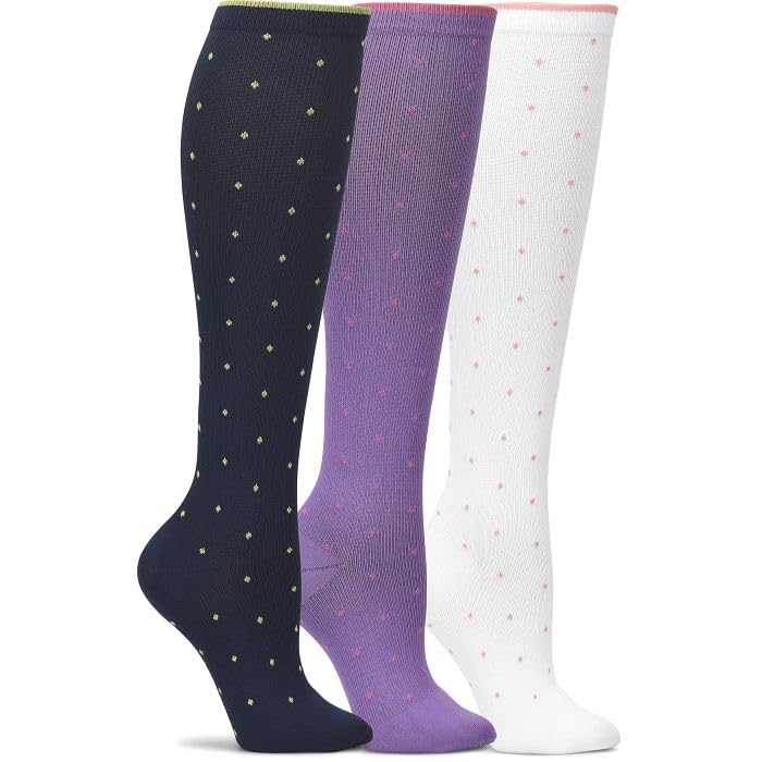 Nurse Mates 3 Pack Compression Socks | 12-14 mm/Hg | Reduce Swelling | Improve Circulation | One Size | 3 Pair