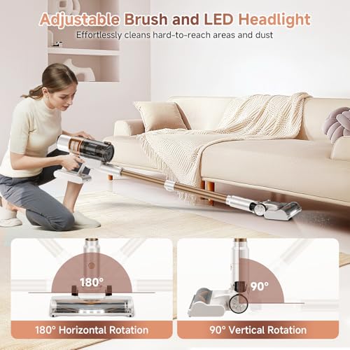Image of Cordless Vacuum Cleaner - Vacuum Cleaners for Home, Anti-Tangle Brush, 6-in-1 Rechargeable Vacuum for Pet Hair