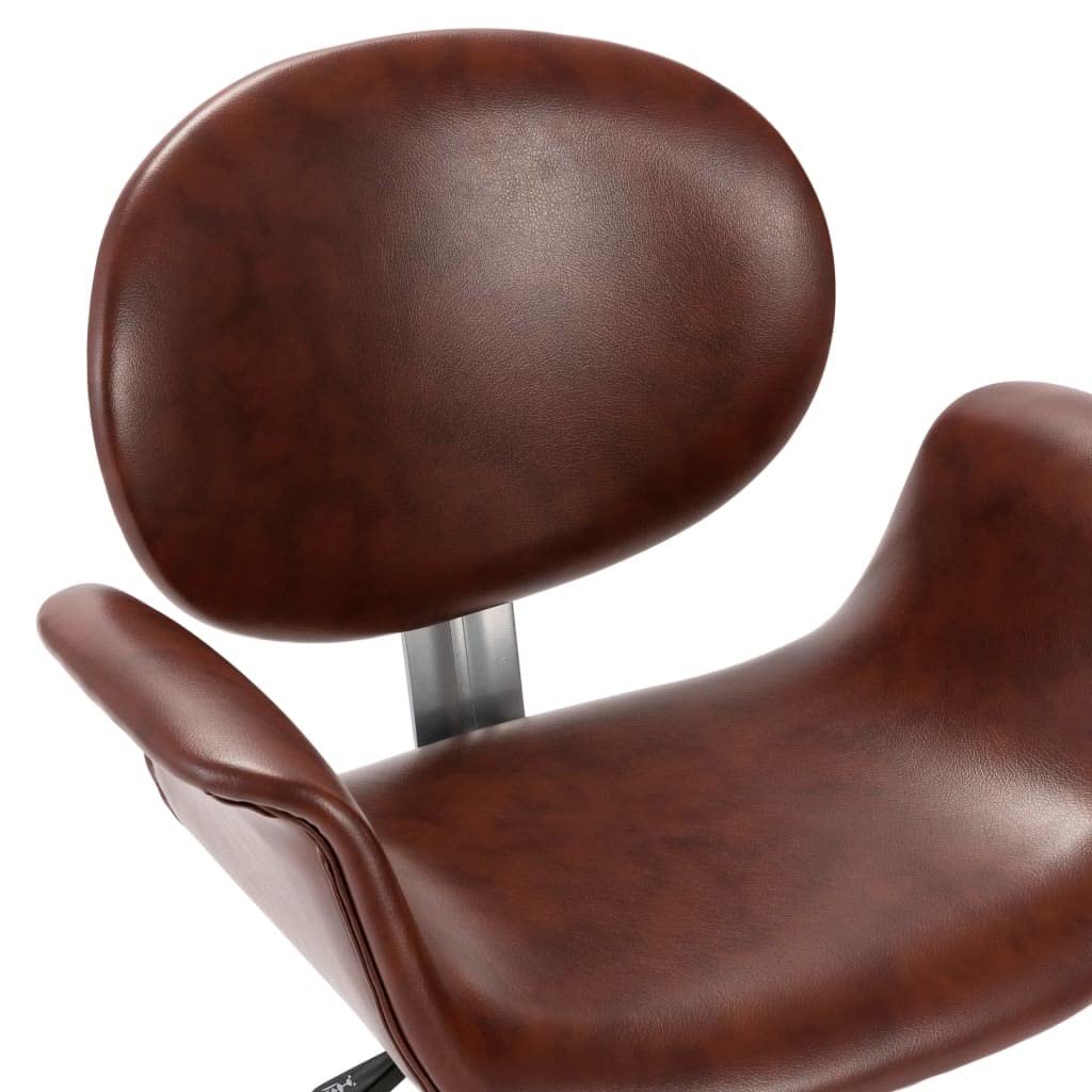 Silla de comedor giratoria de piel sintética, color marrón, giratoria 360°, mecanismo de elevación de gas, asiento y respaldo ergonómicos, acolchado grueso