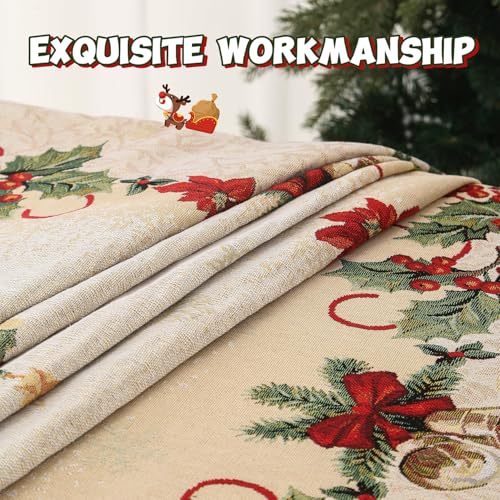 Jessy Home Christmas Tablecloth Xmas Tree Table Cloth Rectangle 55"x82" Winter Table Cover Polyester Wrinkle Resistant Washable Christmas Decoration for Holiday Party Dinner Home – Image 5