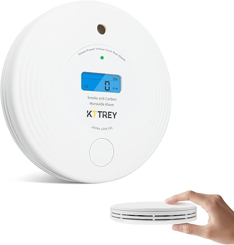 Detector de humo y monóxido de carbono, alarma de humo combinada de 10 años y monitor de CO con pantalla digital y LED, detector de combinación