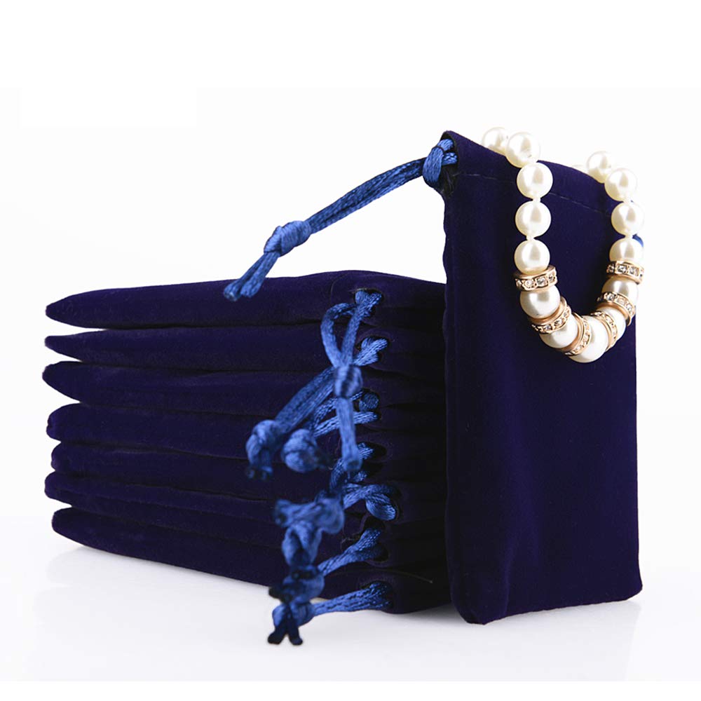 Oirlv Velvet Drawstring Pouches – 50-Pack Royal Blue Gift Bags For Travel, Jewelry, Wedding Favors, Party Gifts & Drawer Organization. Perfect For Christmas, Bridal Showers & Special Events