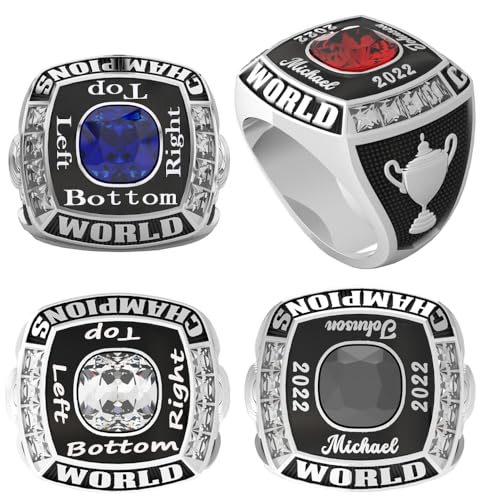 Custom Championship Ring For Football, baseball, basketball, esports, softball, fantasy sports, hockey, team, college, university, high school, class - Personalized Champion Ring (10)
