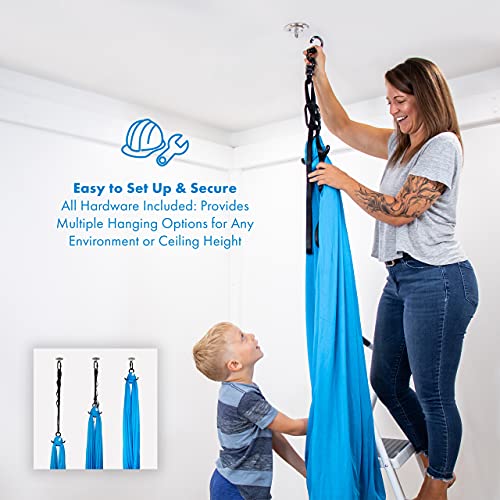 Harkla Sensory Swing - Indoor Swing For Kids With Autism, Adhd, Or Sensory Processing Disorder - Comes With Rock Climbing Rated Hardware And Soft Nylon Fabric For Calming Effect, Holds Up To 200Lb #TOP6