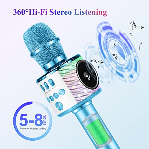 Kussla Karaoke Microphone For Kids, Wireless Singing Microphone Bluetooth Karaoke Machine With Led Lights, Magic Sing Karaoke Girls Birthday Gifts Home Ktv #TOP2