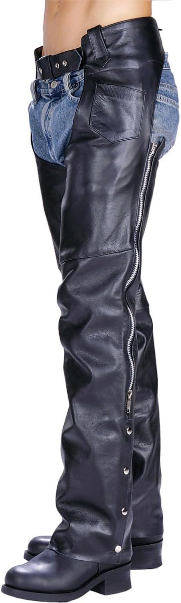 Xelement 7550 'Classic' Black Unisex Leather Motorcycle Riding Chaps - 32