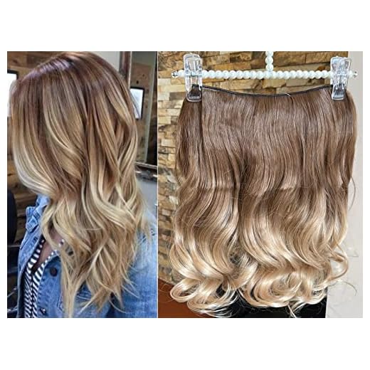 17 Inches 120grams Thick One Piece Half Head Wavy Curly Ombre Clip in Hair Extensions (Col. Light brown/sandy blonde) DL