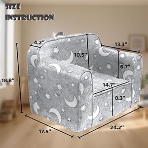 Toddlerchairglowinthedarkkidsfoamchairwithremovableandwashablecovercarryinghandletoddlerarmchairkidschairtoddlercouchmoongrey Urban Country Home Decor Toddler chair glow in the dark kids foam chair with removable and washable cover carrying handle toddler armchair kids chair toddler couch moon grey urban country home decor