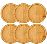 IHUIXINHE Bamboo Plant Saucer Round Plant Pot Tray Indoor Outdoor Plants, Set of 6 (Round)
