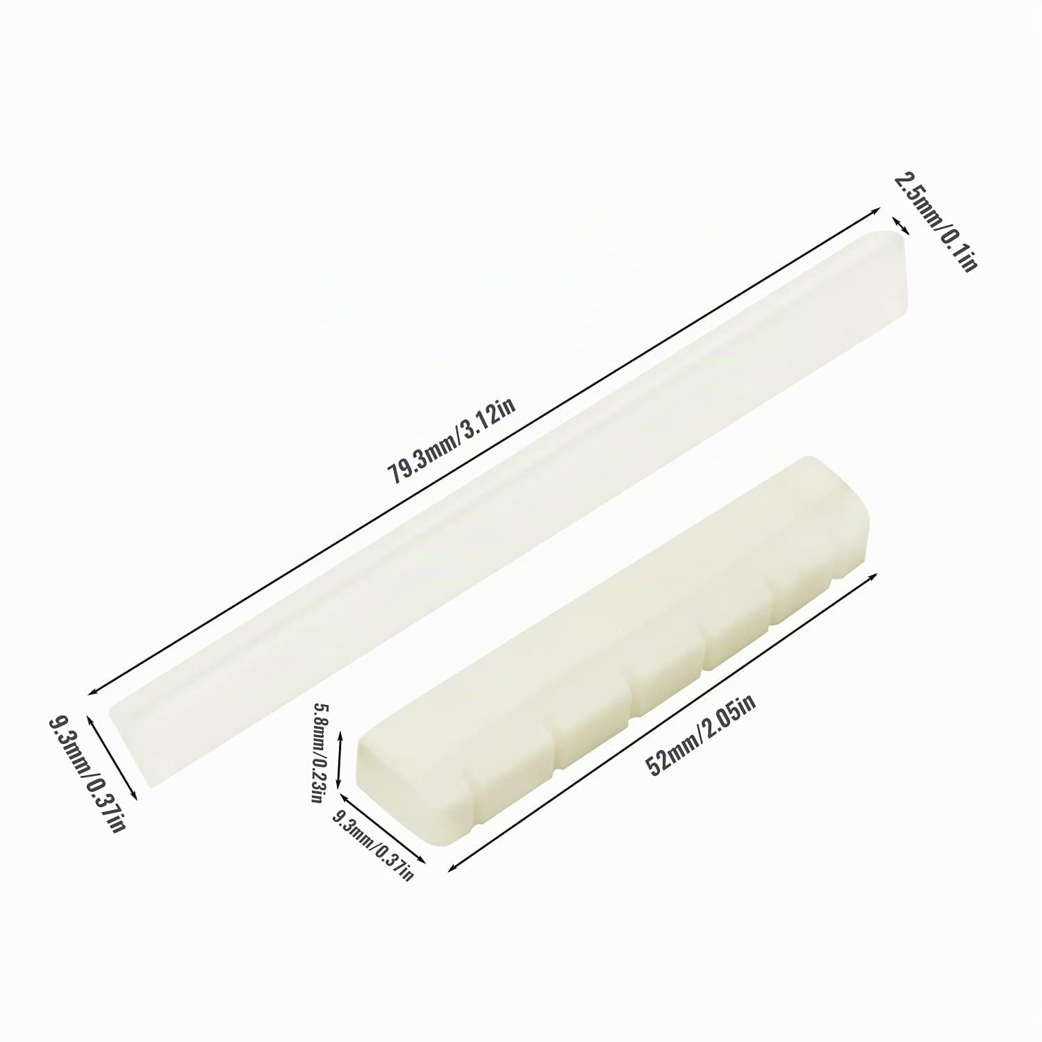Selle de Pont de Guitare à Double Cadre et os Véritable Avec Papier de Sable 2pcs Compatible pour les Pièces de Guitare Classique à 6 Cordes