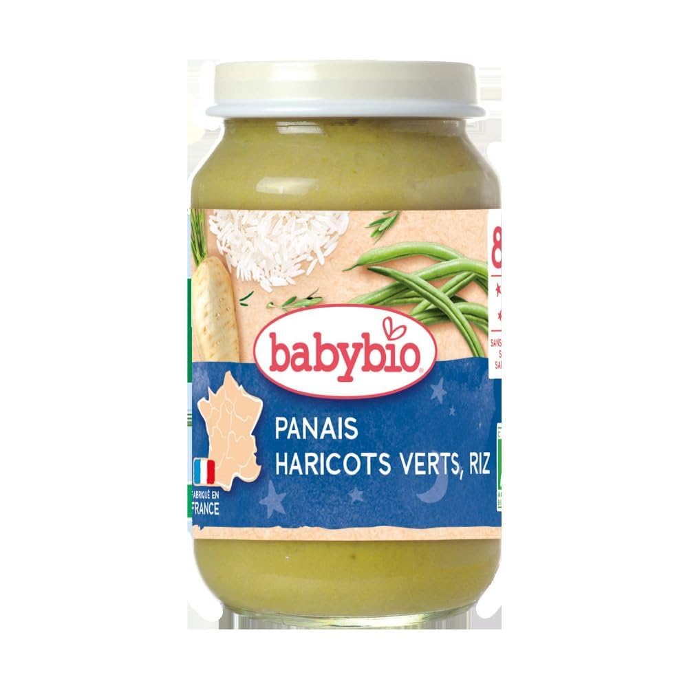 Babybio Pots Panais/Haricots Verts de Vendée Riz 400 g - Lot de 6 - Bio
