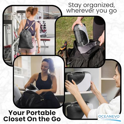 Image of OCEANEVO Set of 10 Pcs Packing Cubes for Travel | Includes Luggage Tag and Toothbrush Holder | Suitcase Organizer for Travelling for Clothes, Shoes and Lingerie | Model 3.0 - Black - 1 Year Warranty
