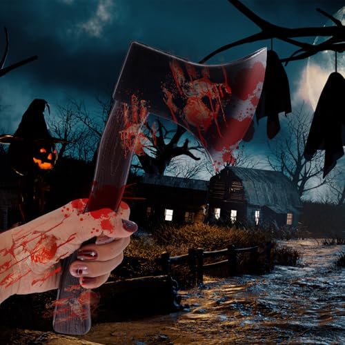 Fukaisu Halloween Axe Prop, Foam fake Hatchet Axe toy Prank Supplies Funny Costume weapons Supplies for Halloween Carnival Cosplay Party - Image 4