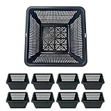 Gyfofix 8 Pcs 9 Inch Aquatic Plant Baskets for Hydroponics Water Garden Plant Pots Black Plastic Mesh Basket Square Plastic Mesh Pond Containers for Live Aquarium Plants