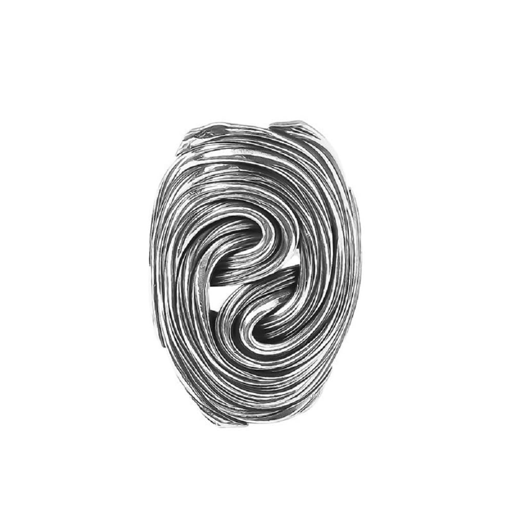 CUSIOALQQTrendy Sterling Silver Spiral Morning Glory Ring for Women Twist Unique Open Ring Handmade Dainty Adjustable Delicate Jewelry Cocktail Party Casual Daily Business