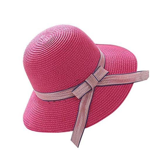 Women S Visor Ladies Women Casual Wide Brimmed Beach Hat Parent-Child Outing Hat Floppy Beach Hat (Hot Pink, M)