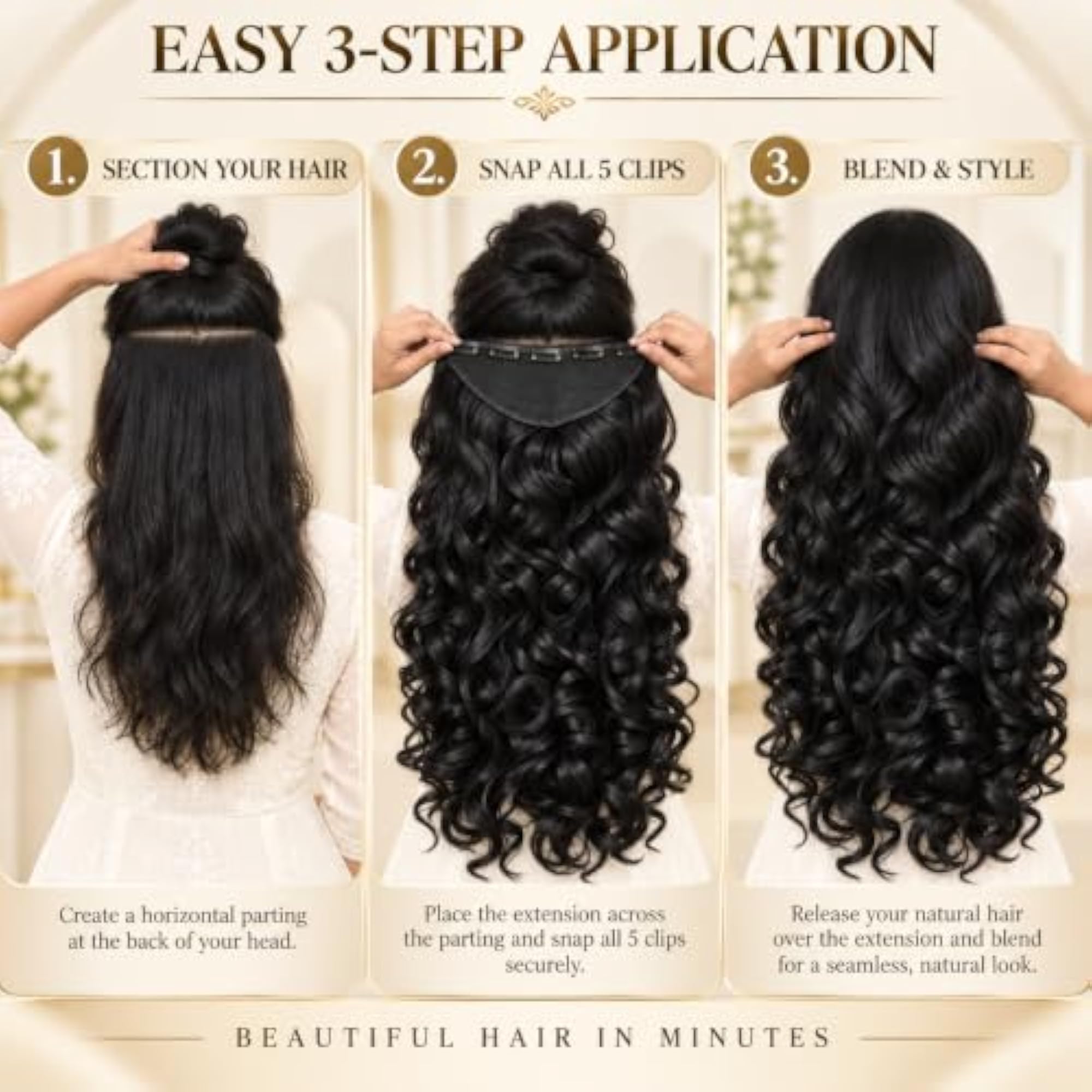 5-Clip Curly/Wavy Hair Extensions for Women, Instant Volume