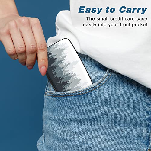 Image of Credit Card Holder, Mini Aluminum Card Wallet RFID Blocking Slim Metal Hard Card Case for Women Men, Ink Forest